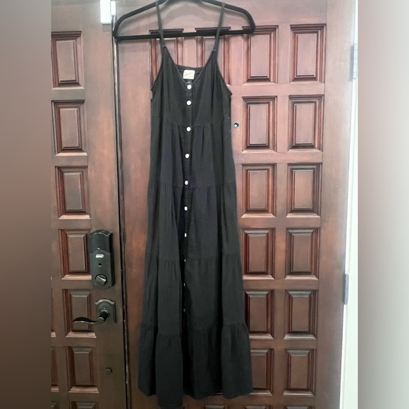 Universal Thread Black Tiered Maxi Dress with Button Detail Size XS - Picture 2 of 10